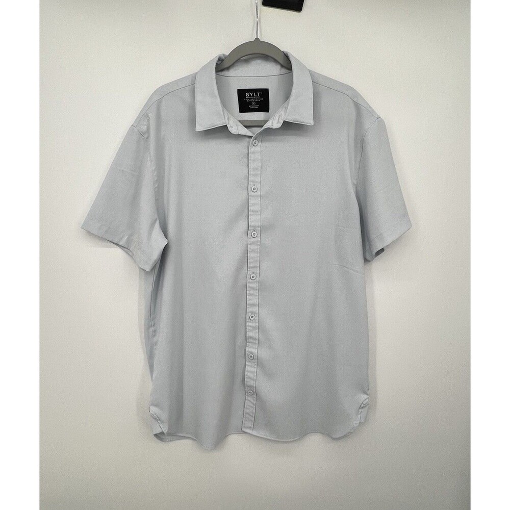 Bylt Premium Basics Vista Short Sleeve Button Down Shirt Sz XL Light Blue Preppy